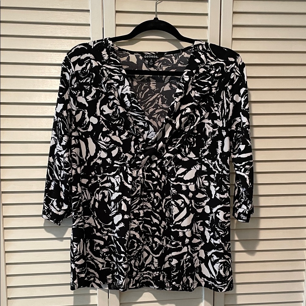 George Black and White Floral Women's Blouse